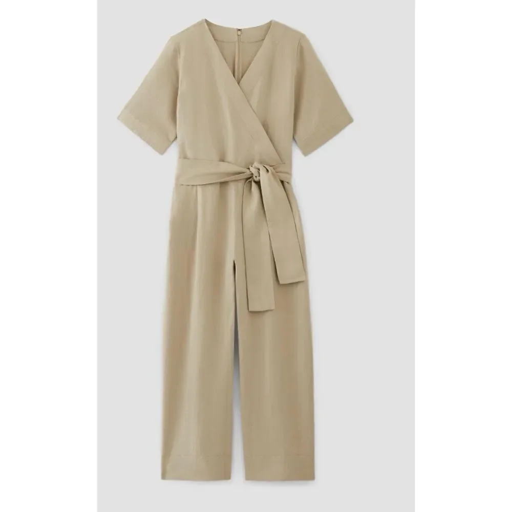 EVERLANE The Wrap Jumpsuit in Linen Trench Coat Khaki Size 6 / NWT